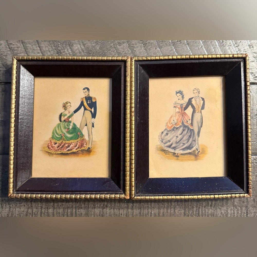 Antique vintage 1930’s set of 4 x 6 Victorian couples, A Lambert Product.